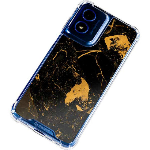 Black and Gold Scattered Marble Moto G 5G (2024) Clear Case